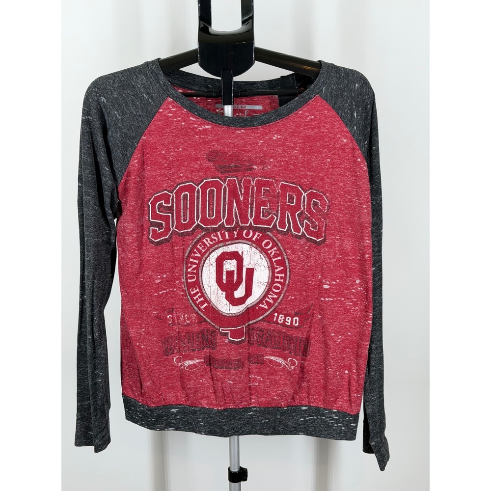 Pressbox University of Oklahoma Sooners Raglan Shirt Red Gray Medium